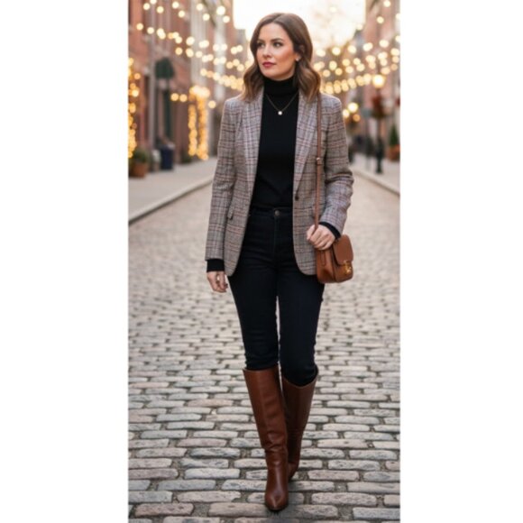 Talbots plaid blazer fall colors size 14 - Picture 1 of 8